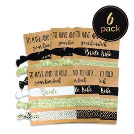 6 Pack of Bachelorette Party Favors | 5 Bride Tribe Hair Ties and 1 Bride to Be Hair Tie | Bachelorette Hair Ties | Bride Tribe Favors | Bachelorette Party Hair Ties | Pop Fizz Designs