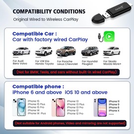 Carlinkit Mini SE Wireless CarPlay Adapter - Seamlessly Convert Wired to Wireless CarPlay | Affordable USB-A & USB-C Dual Ports | Compact, Stable, and Reliable Connection