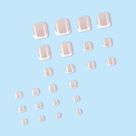 WAFOLOZE Press on Toenails Fake Toe Nails,Short Toe Nail Press ons,Glossy Toe Nail Press on Designs,Artificial White French Tip Toe Nails for Women 24Pcs (D)