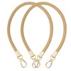 SUIKIHUM 2 Pack Braided Purse Straps, (60cm/23.62" Replacement Purse Strap) PU Leather Handbags Handles with Golden Spring Buckle for Clutch, (Apricot)
