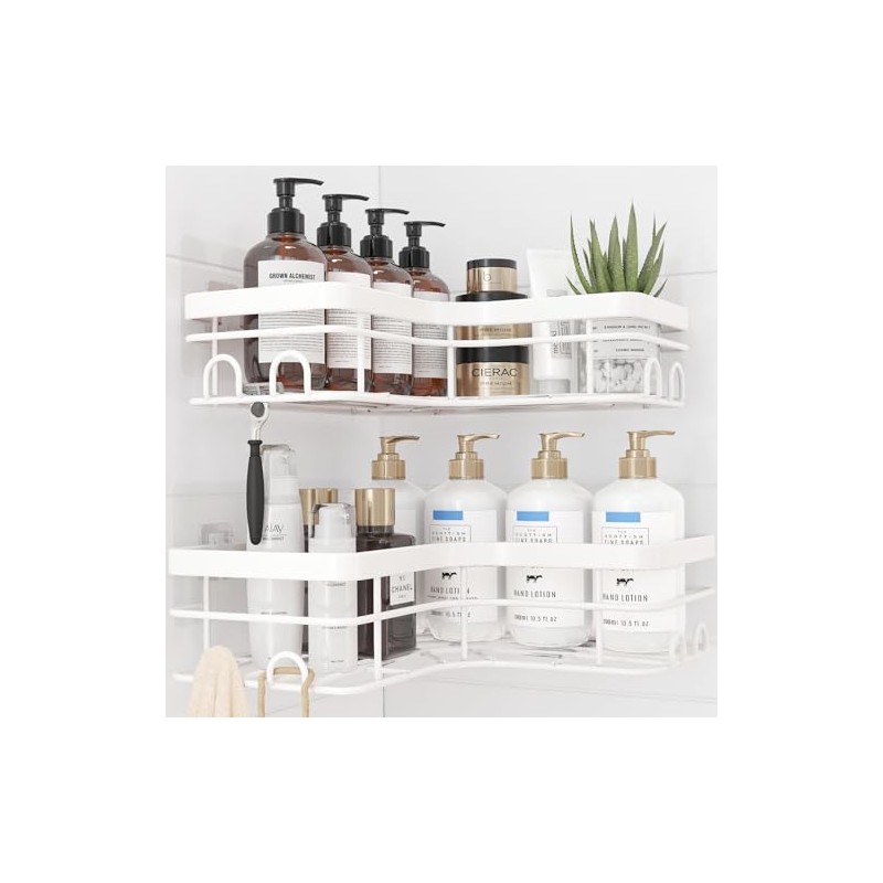 Sakugi Corner Shower Caddy - 2 Pack, Adhesive Shower Organizers,