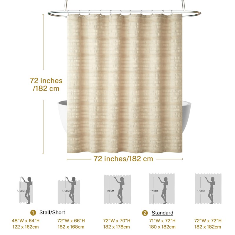 Siiluminisoy Beige Shower Curtain Farmhouse Shower Curtain Cotton Blend Striped