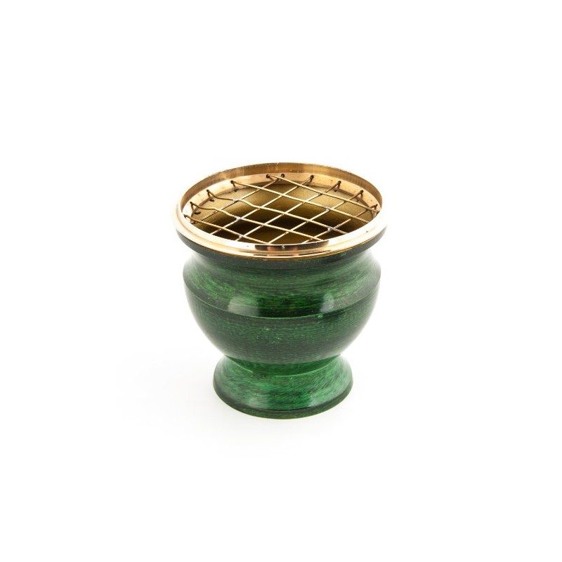 Berk KH-512 Incense Burner Brass Enamel Green