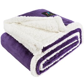 Luciphia Waterproof Blanket for Large Dogs Liquid Proof Furniture Protector Washable Pet Reversible Bed Cover for Couch Soft Sherpa Fleece Cat Blanket for Small Medium Purple White Small（40" x 28"）