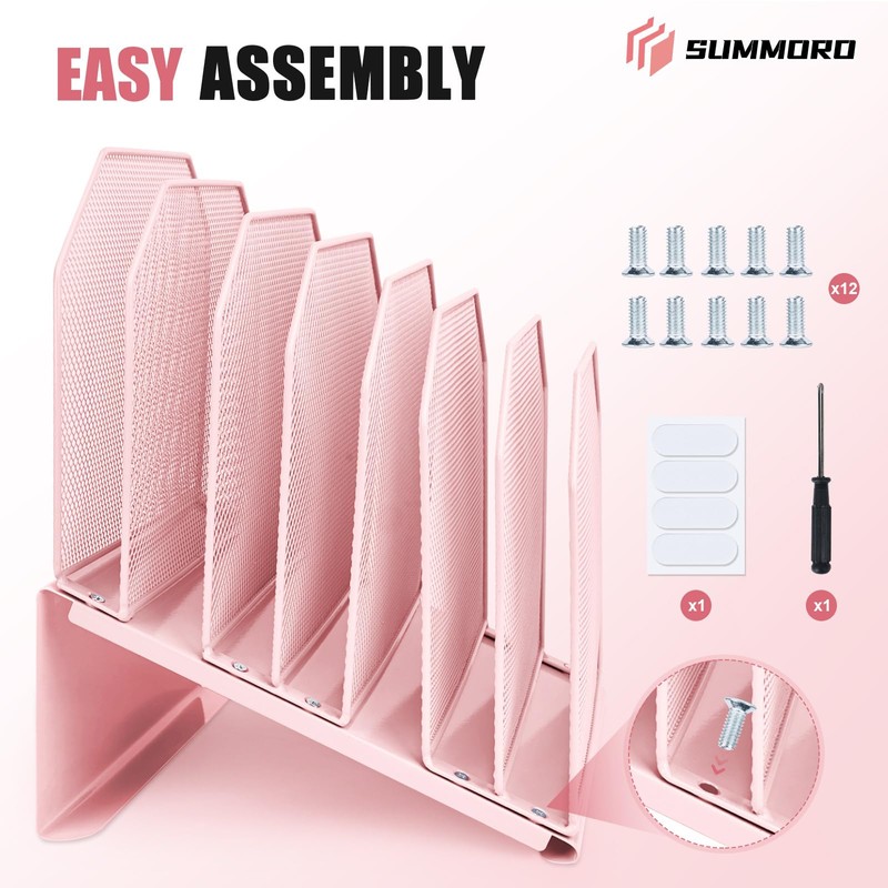 SUMMORO Inclined File Organizer for Desk, 7-Tier Vertical File Folder
