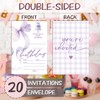 Eronm Purlpe Bow Birthday Party Invitations- 20 Pack Girls Birthday