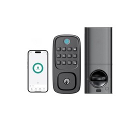 Smart Wi-Fi Doorbell Lock with Fingerprint, Keypad & Remote Access – Keyless Deadbolt, Mechanical Parts with 2 Backup Keys, Auto-Lock, Emergency Recharge Facility - Deal for Homes and Rentals