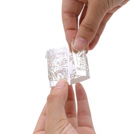 LoveInUSA 48PCS Votive Candle Holders, Tea Light Votive Wrap Candle Holder Paper Decorative Tealight Candles for LED Battery Birthday Wedding Holiday Table Decoration Silver