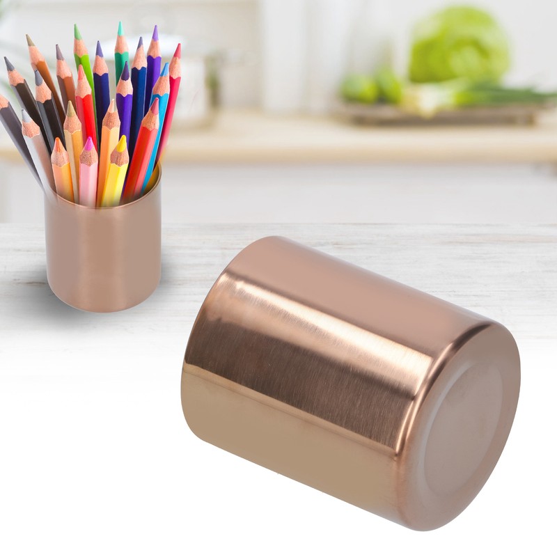 Round Pen Holder Stainless Steel Vase Cosmetic Brush Container Desktop