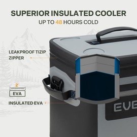 EVERFUN Soft Cooler 30 Can, Portable Insulated Small Cooling Lunch Box for Men and Women, Leakproof Ice Chest Bag for Travel, Beach, Camping, Beverage, Boating, Fishing, Tailgating, Work and Picnic