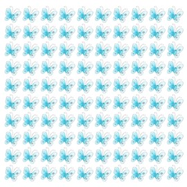 PATIKIL 100Pcs Mariposas Para Manualidades, Mariposas De Organza Con Malla De Alambre Brillante De 1" Para Decoración Del Hogar, Ropa, Bodas Y Manualidades DIY, Azul Claro