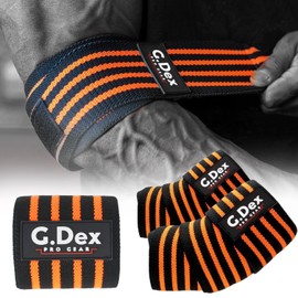 G.Dex Elbow Wrap, Elbow Sleeve, Elbow Wrap, For Muscle Training, Weight Training, Gym, Training, Elbow Supporter, Muscle Training, Unisex, Genuine (2 pcs) (Orange)