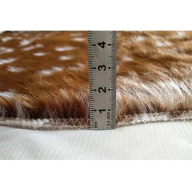 Faux Sika Deer Print Hide Rug Faux Fur Cowhide Area Rug Animals Mat Carpet for Home (3.4ftX2.9ft)