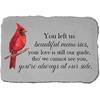 Kay Berry You Left us Beautiful Memories. Fused Glass 15"x10" Memorial Stone with Red Cardinal