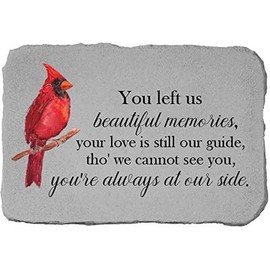 Kay Berry You Left us Beautiful Memories. Fused Glass 15"x10" Memorial Stone with Red Cardinal