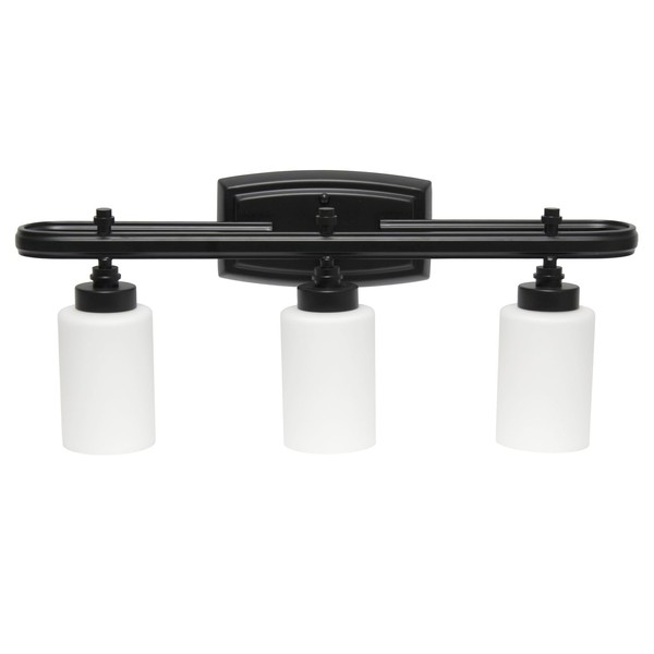 HomeStock Baroque Brilliance Three Light Metal and Opaque White Glass