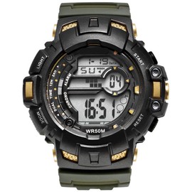 Multifunction Men Sport Electronic Watch Luminous Waterproof Wristwatch (Army Green)