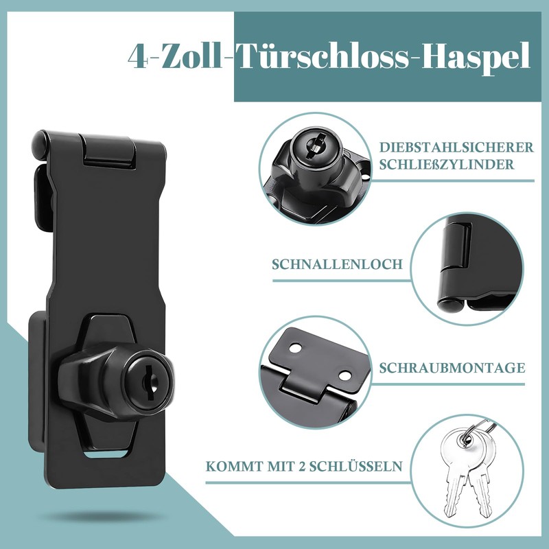 3 Lockable Security Locks, 4.76 Inch Zinc Alloy Door Bolt