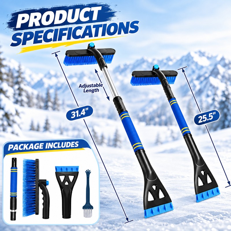 3-in-1 Extendable Snow Brush and Ice Scraper for Cars –