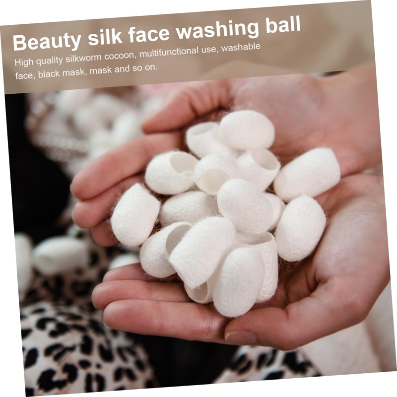Baluue Sets Silkworm Silk Balls for Face Exfoliation Natural Cleanser