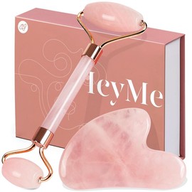 IcyMe Jade Roller & Gua Sha, Face Roller Redness Reducing Skin Care Tools, Self Care Pink Gift for Men Women, Massager for Face, Eyes, Neck, Relieve Fine Lines and Wrinkles - Rose Quartz - Color: Pink