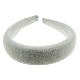 Womens Girls Occasion Wedding Bridal Party Birthday Christmas Evening Wide 3cm Bump Padded Velvet Velour Hair Hairband Accessories Headband Alice Band (Silver)