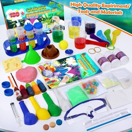 UNGLINGA 100+ Science Lab Experiments Kit for Kids, STEM Activities Educational Scientist Toys Gifts Chemistry Set, Gemstone, Volcano, Glowing Worms, Fizzy Reaction