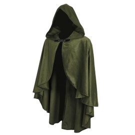 JEGERMIG Fairy Hooded Cloak Renaissance Costume Medieval Cosplay Wizard Witch Cape Green