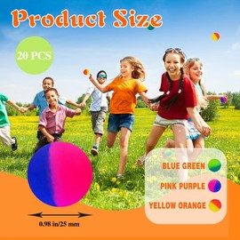 KHDULQ Pack of 20 Bouncy Balls for Children, 25 mm Bouncy Balls, Moon Ball, Bouncy Balls, Soft Balls, Large Bouncy Balls for Children's Birthday Party Favours, Rewards in the Classroom