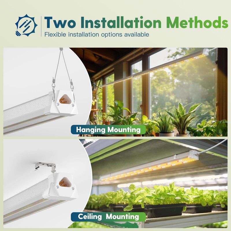 FREELICHT 2 Pack 4FT LED Grow Light, 40W (250W Equivalent),