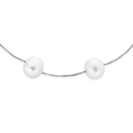 Bridal Tin Cup White Freshwater Cultured 7MM Pearl Chain Station Pearls Bracelet For Women Wedding .925 Sterling Silver 7 Inch