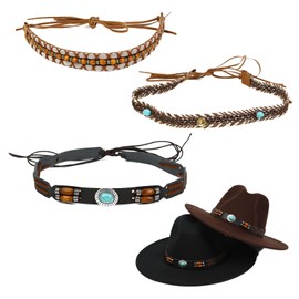 AWOCAN Cowboy Hat Band Replacement Ethnic Western Hat Belt Adjustable Cowboy Hat Belt for Men and Women Classic Hat Bands, a, M-L