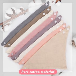 WD&CD 8 Pieces Triangle Baby Dribble Bibs with 2 Adjustable Button, Soft & Absorbent for Boys Girls, D