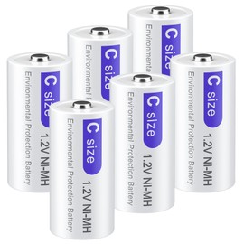 6 Counts Rechargeable C Batteries 4000mAh 1.2V NiMH C Size Batteries 1200 Cycle C Cell Rechargeable Low Self Discharge Battery