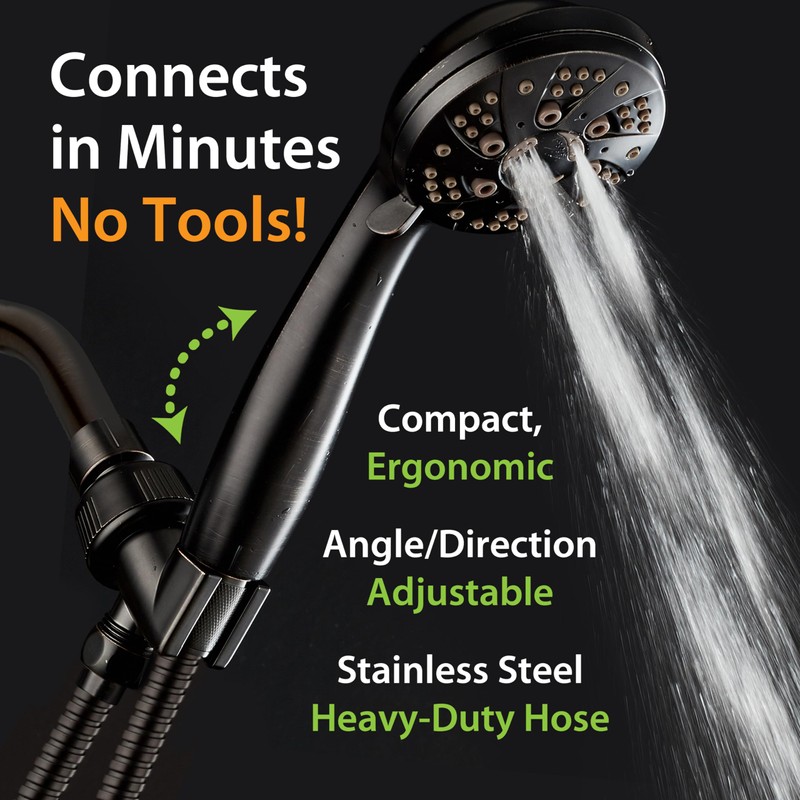 AquaDance High Pressure 6-Setting Oil Rubbed Bronze Handheld Shower Head
