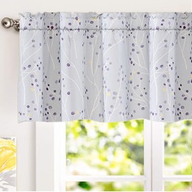 DriftAway Harper Ink Floral Pattern Window Treatment Valance Curtain Living Room Bedroom Dining Room Rod Pocket 52 Inch by 18 Inch Plus 2 Inch Header Watercolor Painting Lavender Gray
