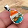 Solid 925 Sterling Silver Pendant for Men Women, Pear Gemstone