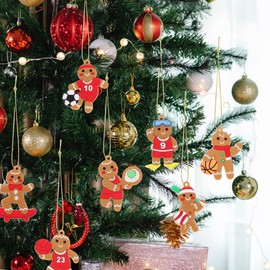 Kisangel 12pcs Gingerbread Man Christmas Tree Ornaments Festive Decorations for Holiday Celebrations Parties and Weddings Safe for Home Decor