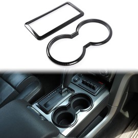 JeCar Carbon Fiber Interior Center Console Gear Shift Cup Holder Panel Trim Frame for 2009-2014 Ford F150 Raptor Interior Accessories