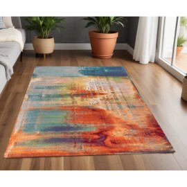Homeroots 3' X 5' Ivory And Blue Abstract Area Rug