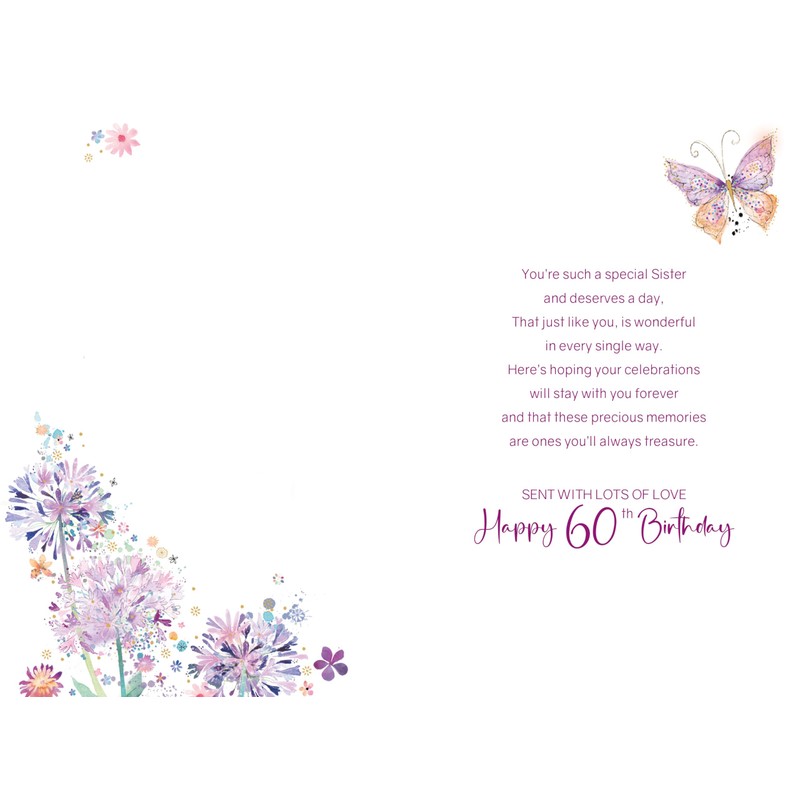 Cherry Orchard , Sister 60th Birthday Card, Beautiful Flowers &