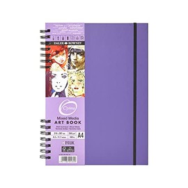 Daler-Rowney Cachet Lightly Textured 250gsm A4 Mixed Media Portrait Hardback Artbook, Elastic Closure, Amethyst Cover, 30 sheets, Ideal for Professional Artists & Students
