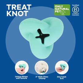 Only Natural Pet Rubber Boredom Buster Treat Stuffer Dog Toys - Interactive Stuffable Feeder Dispenser Fillable Durable Play Puppy Medium Large XS Chew Pup Hide Holder Easy Refill -TreatKnot/Teal