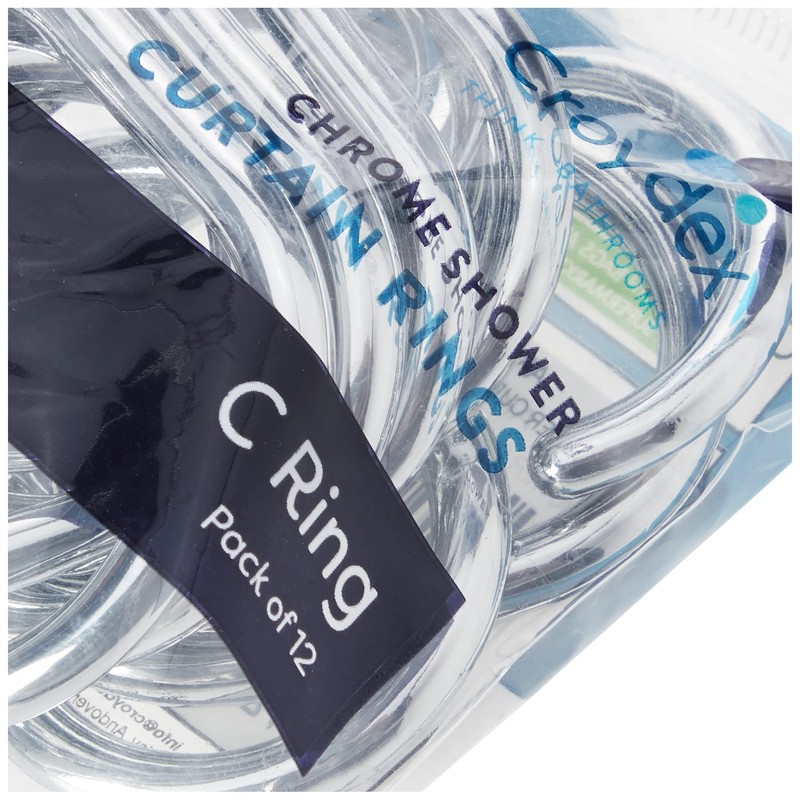 Croydex AK142141 Curtain Rings, Chrome, Suitable for shower rods up