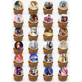 Music Singer Cupcake Toppers, 24 Edible Wafer Card Precut Stand Up Toppers