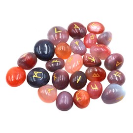 Namvo 25 x Energy Dvining Stones with a Bag, Gemstone Runes with Engraved Lettering and Bag