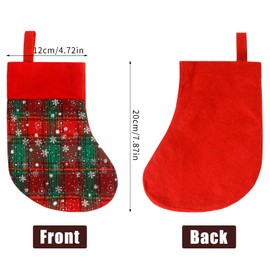 DIYASY Mini Christmas Stockings, 12 Pack Small Buffalo Plaid Stocking Snowflake Red Green Stockings Bulk for Christmas Tree Ornament Decorations Gift Holder（8Inches）