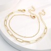 Lian 2Pcs Dainty Gold Bracelets for Women Girls Layered Gold