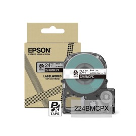 Epson LABELWORKS 224BMCPX PET (Polyester) Tape Cartridge - Black on Matte Clear Designer Craft Label Maker Tape - 1" (24MM) Wide, 26'