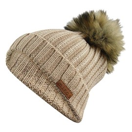 Colette Beige Women's Winter Hat with Glitter | Handmade Pompom Hat